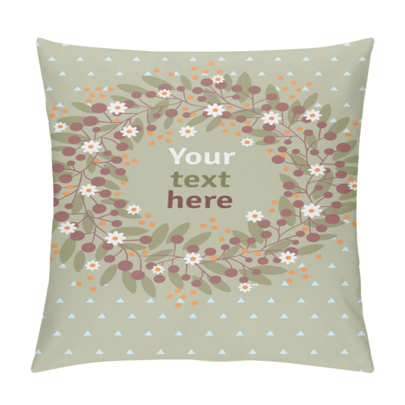 Personality  Background With Leafs, Flowers, Birds And Place For Text. Cute Cartoon Style. Vector Template. Vintage Style. Pillow Covers