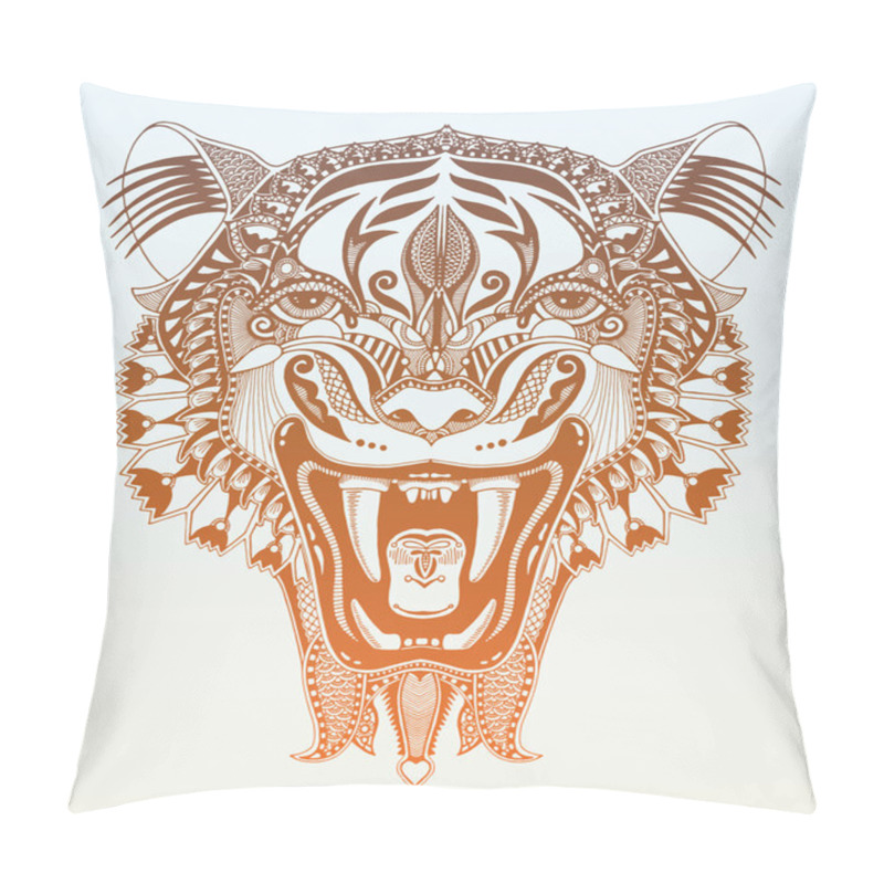 Personality  Original Head Tiger Drawing With The Opened Fall, Perfect For Ta Pillow Covers