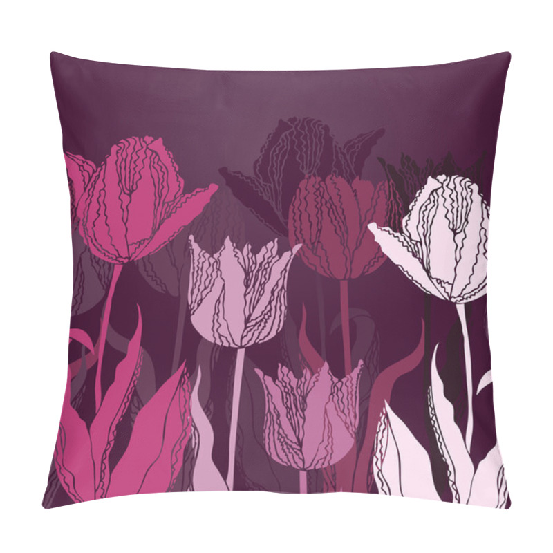 Personality  Vector Background With Tulips Pillow Covers