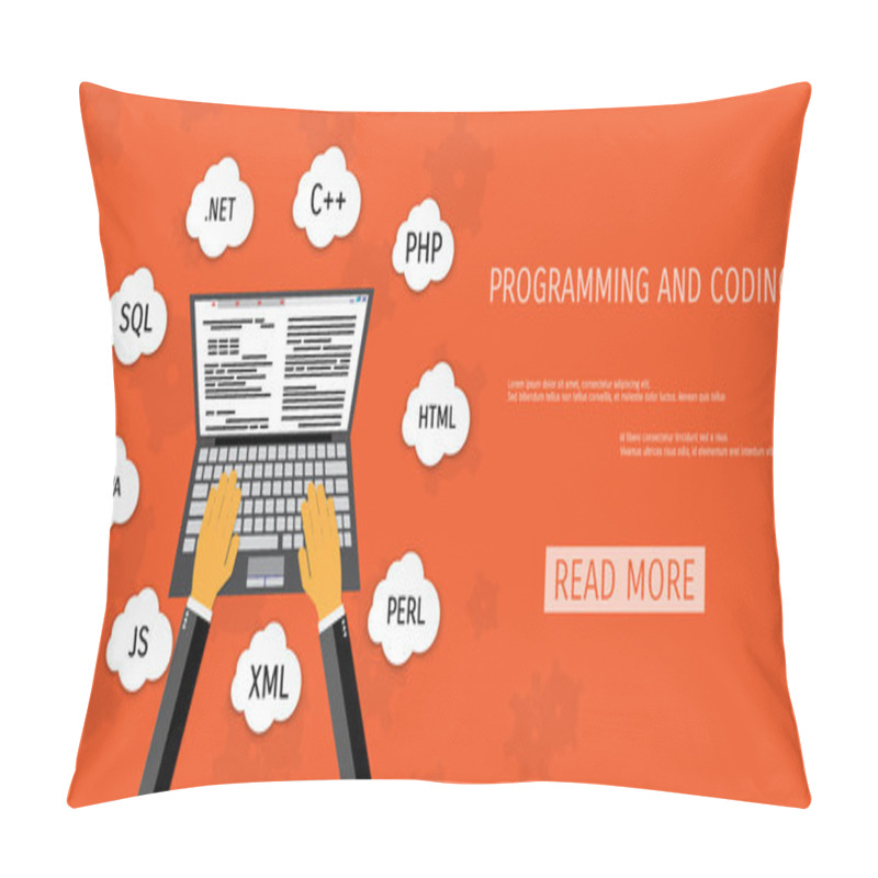 Personality  Vector Flat Concept Of Programming And Coding Pillow Covers