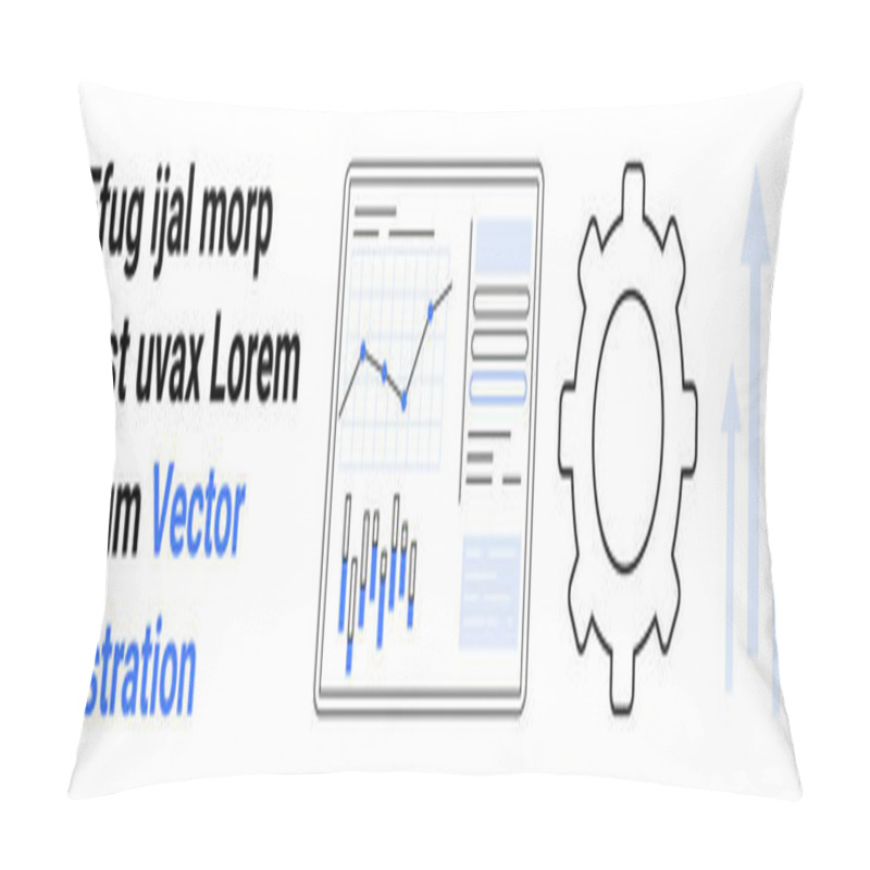 Personality  Business Dashboard With Line And Bar Graphs, Gear Icon. Ideal For Data Analytics, Performance Tracking, Management, Growth Strategy, Business Reports, Technology, And Progress Visualization. Landing Pillow Covers