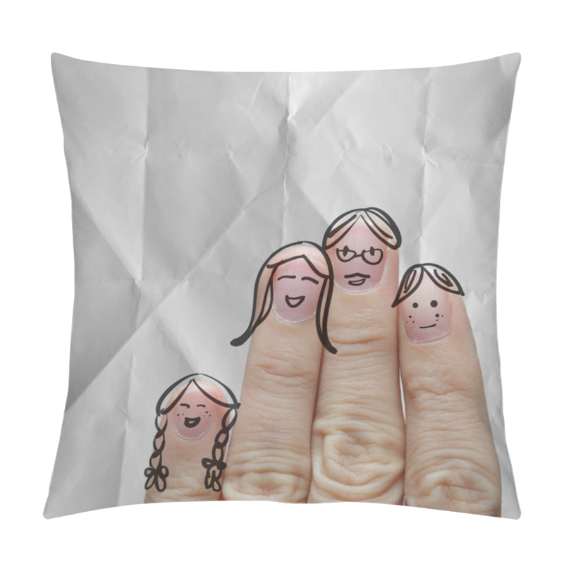 Personality  Happy Finger Family On Crumpled Paper Background Pillow Covers