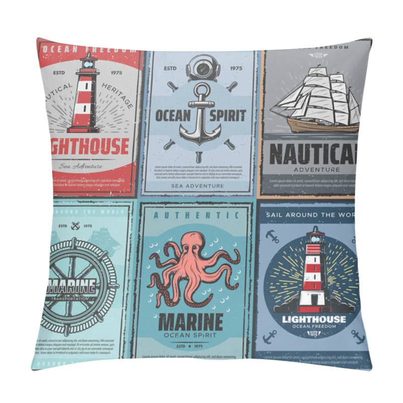 Personality  Marine Nautical Adventure. Travel By Sea And Ocean Pillow Covers