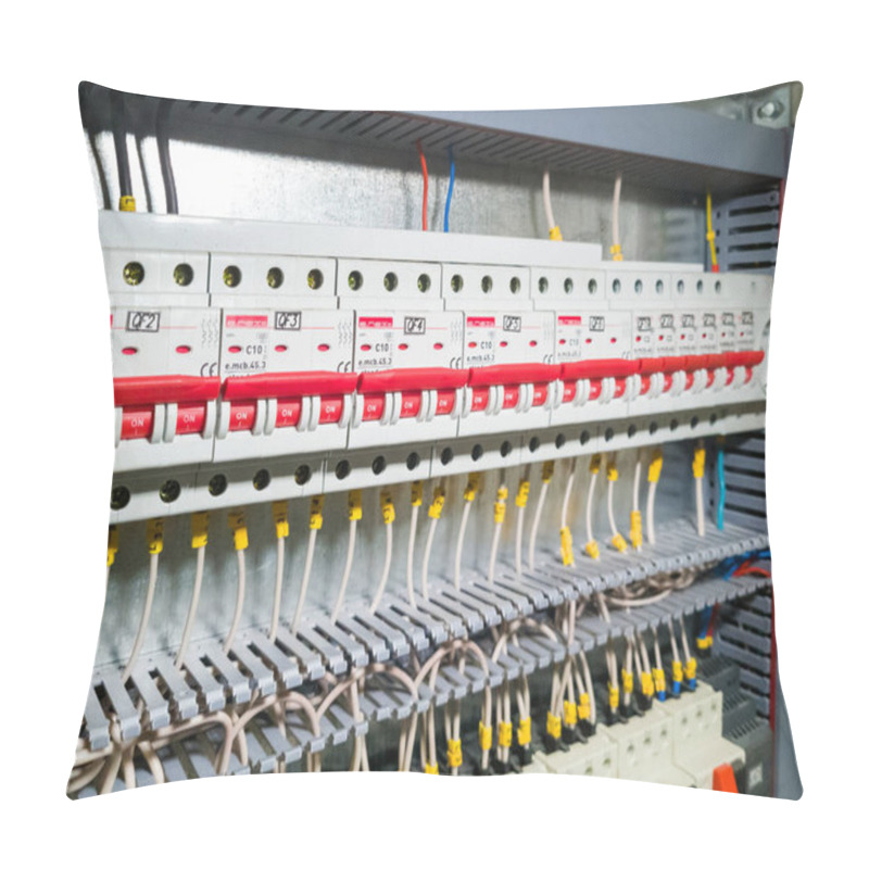 Personality  Group Of Magnet Starters In A Row In Electrical Cabinet Of Autom Pillow Covers