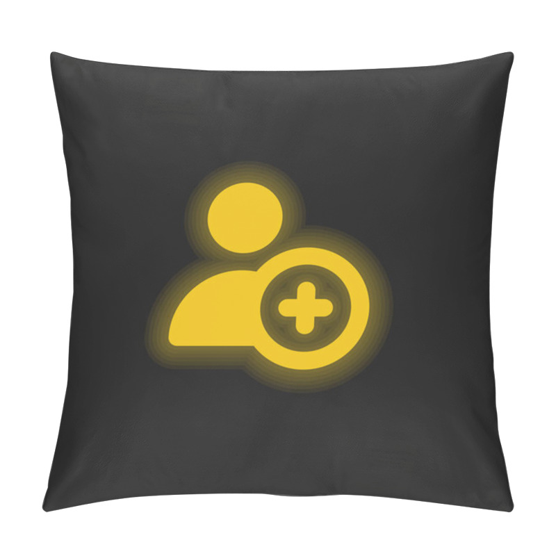 Personality  Add User Yellow Glowing Neon Icon Pillow Covers