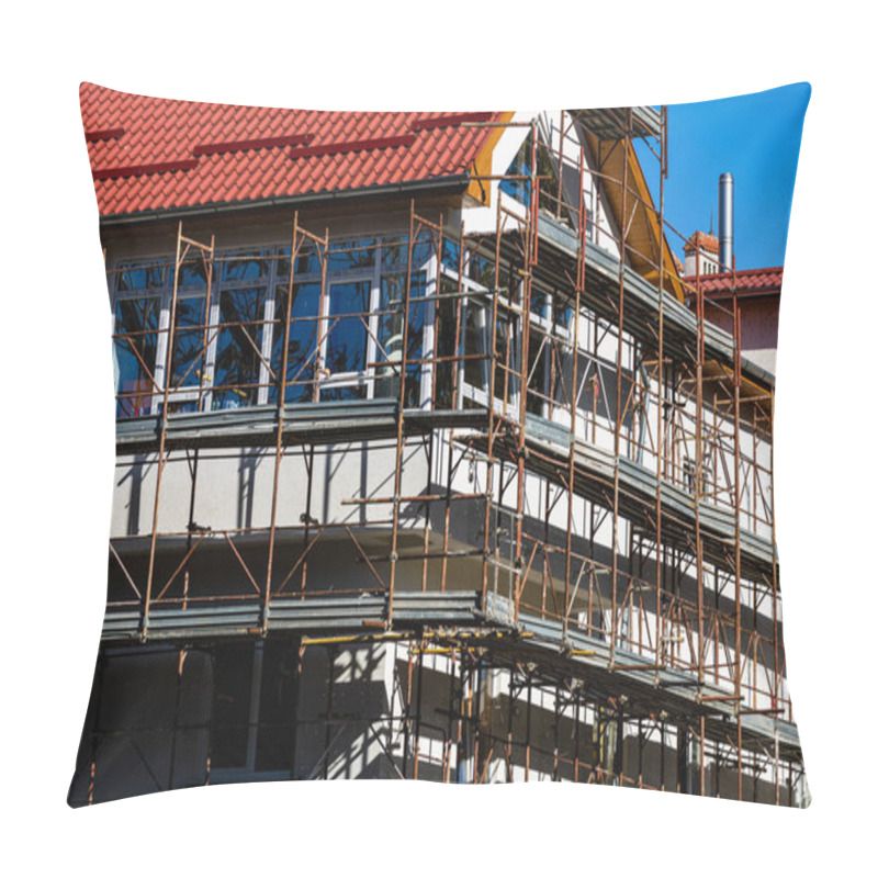 Personality  New Construction, Steel Scaffold. House Under Construction. Pillow Covers