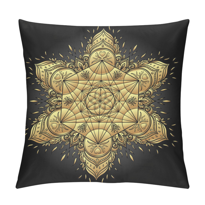 Personality  Decorative Mandala Round Pattern With Sacred Geometry Element Me Pillow Covers