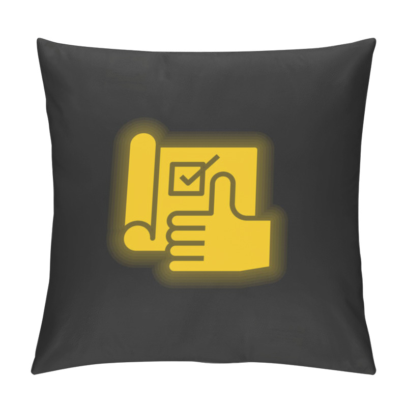 Personality  Agree Yellow Glowing Neon Icon Pillow Covers