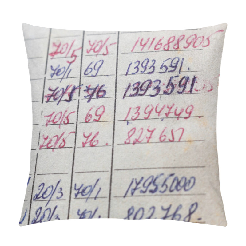 Personality  Old Paper Documents In The Archive. Bookkeeping (accountancy). Hand-written Calculations. Pillow Covers