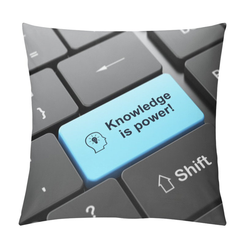 Personality  Education Concept: Head With Lightbulb And Knowledge Is Power! Pillow Covers