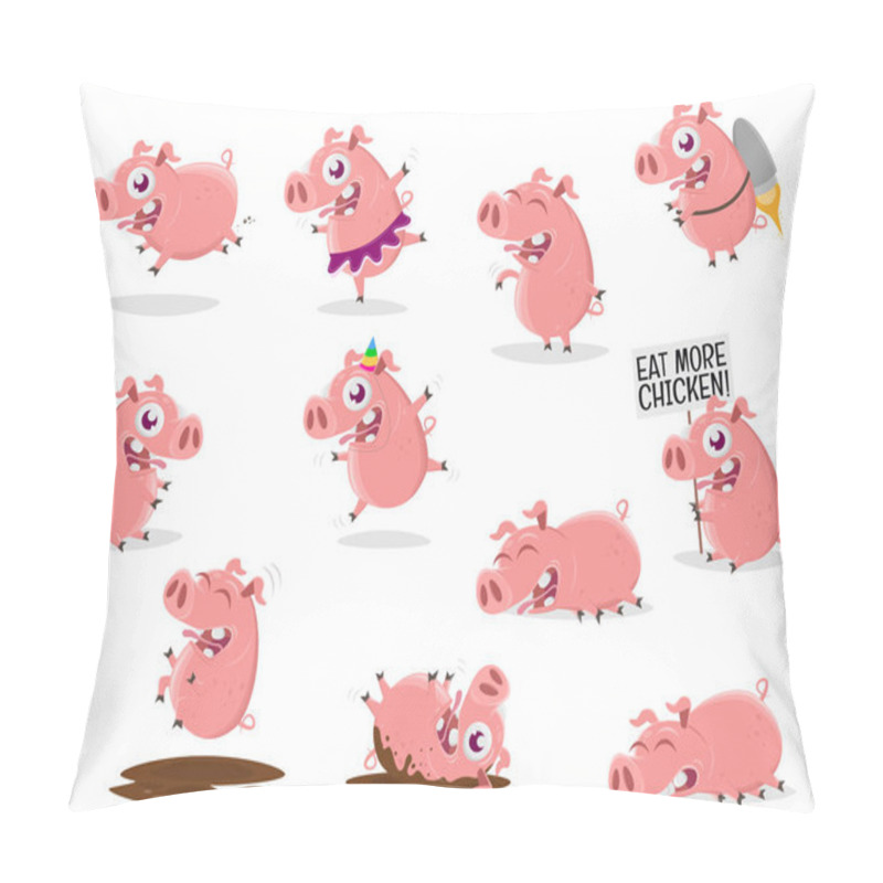 Personality  Funny Collection Of A Cartoon Pig Pillow Covers