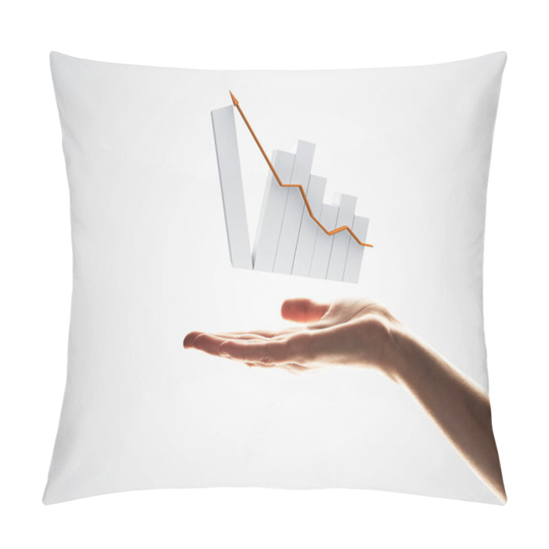 Personality  Concept Of Financial Growth And Progress By Increasing Arrow In Palm Pillow Covers