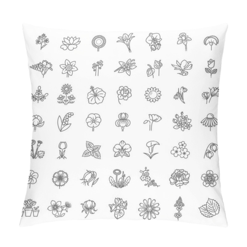 Personality  Set Of Flowers And Herbs Icon In Flat Design Pillow Covers