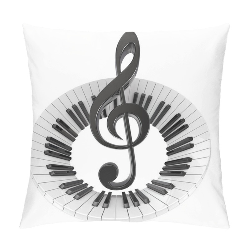 Personality  Treble Clef In Abstract Piano Keyboard. Symbol Of Music. 3D Render Pillow Covers