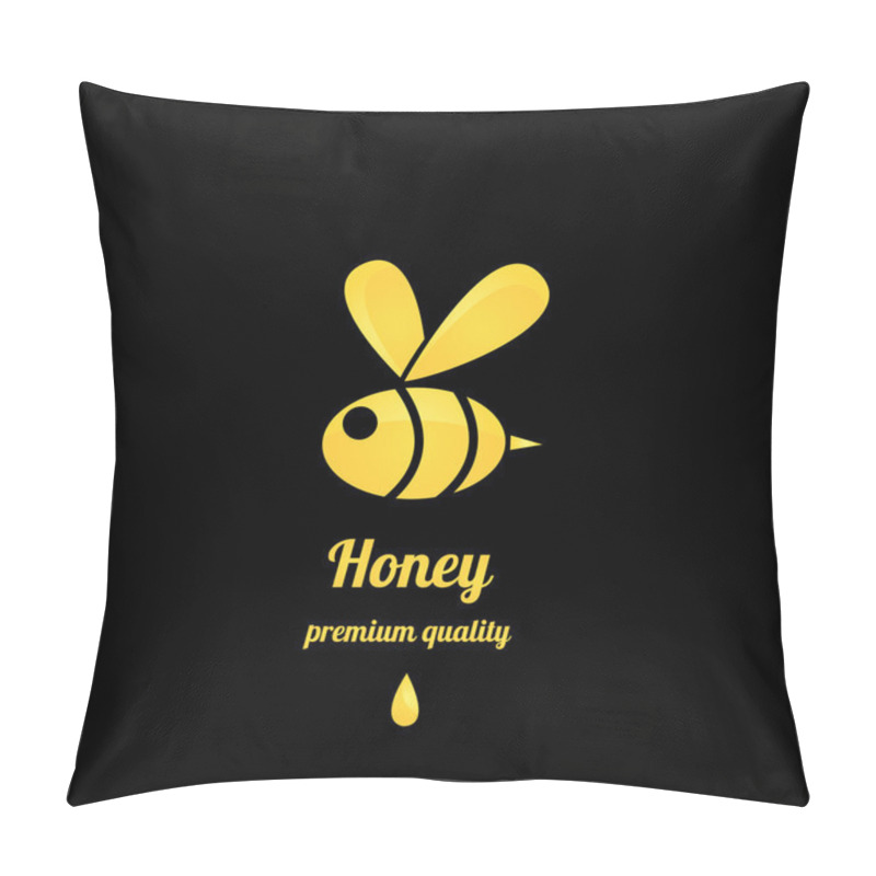 Personality  Vector Golden Bee Icon On Black Background Pillow Covers