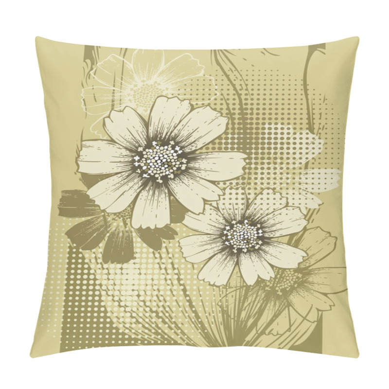 Personality  Floral Background With Blooming Cosmos Pillow Covers