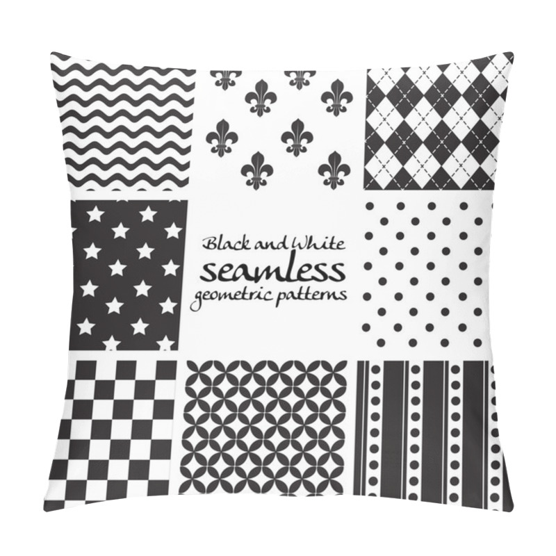 Personality  Set Of Black And White Seamless Geometric Patterns Pillow Covers