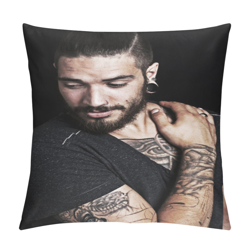 Personality  Young Man With Tattoo Pillow Covers