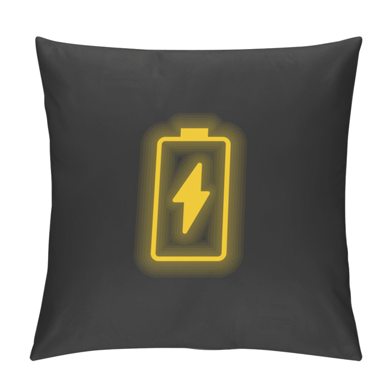 Personality  Battery Yellow Glowing Neon Icon Pillow Covers