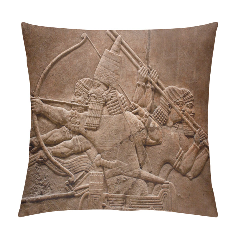 Personality  Ancient Relief Of Assyrian Fighting Pillow Covers