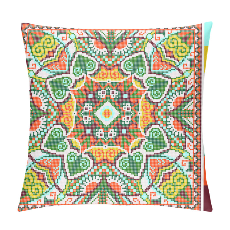 Personality  Geometric Square Pattern For Cross Stitch Ukrainian Traditional Pillow Covers