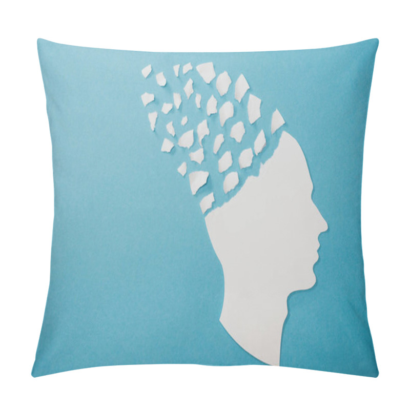 Personality  Dementia Symbol Presented As Face Isolated On Blue  Pillow Covers