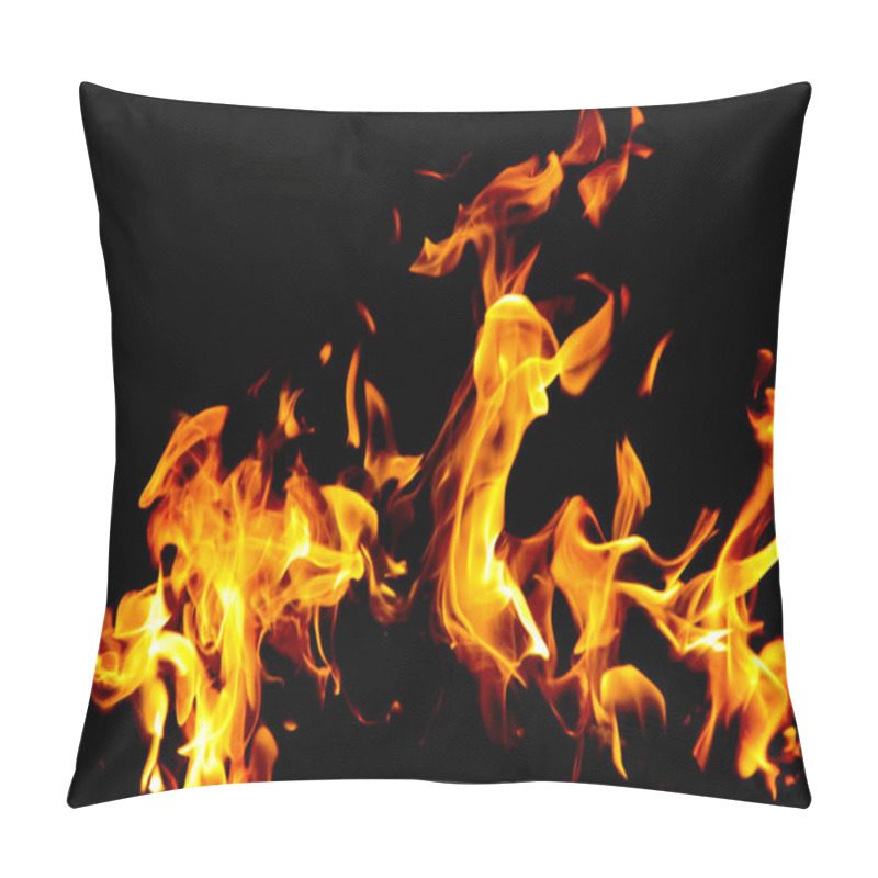 Personality  Fire Flames On Black Background. The Fire In The Natural Forest, Flames And Sparks On A Dark Background Fuel / Lights On A Black Background. Pillow Covers