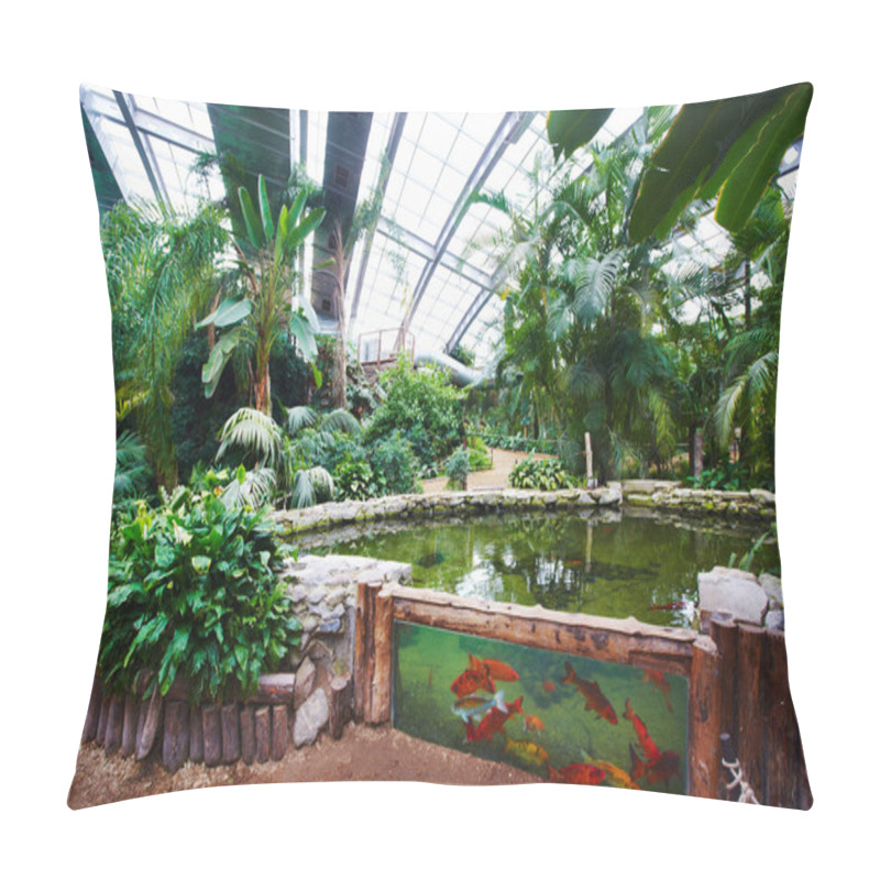 Personality  Winter Garden In Hotel With Tropical Plants And Aquarium Pillow Covers