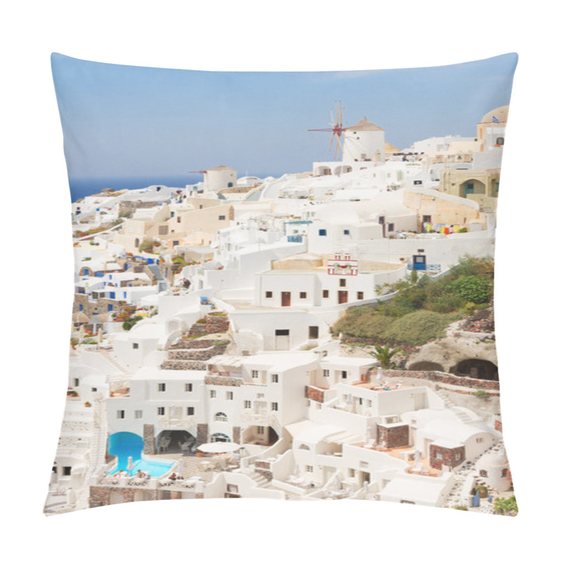 Personality  Oia, Traditional Greek Village Pillow Covers