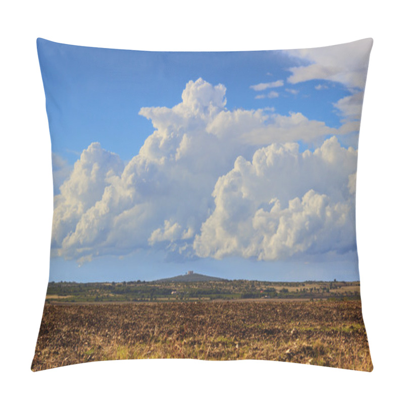 Personality  Country Landscape: Alta Murgia National Park.In The Background Castel Del Monte.Apulia,ITALY. Pillow Covers