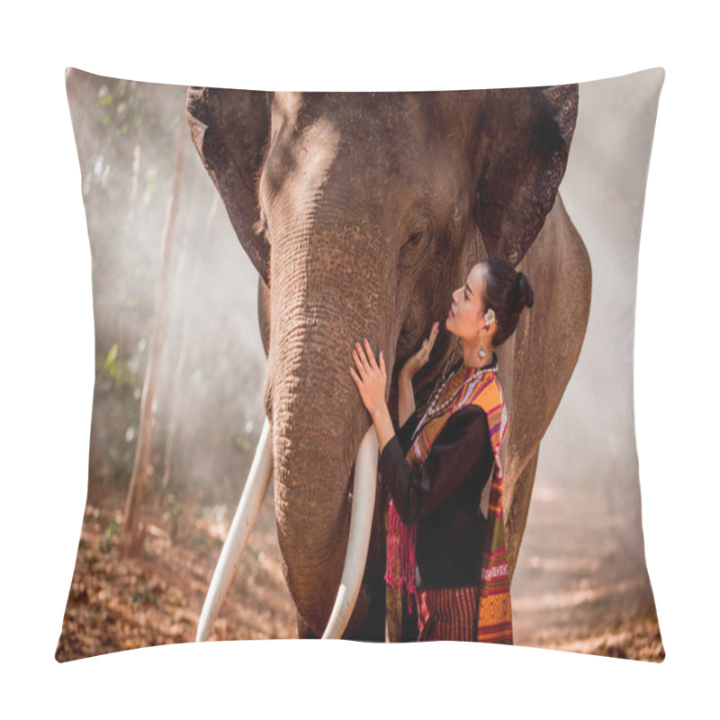 Personality  Elephant And Woman In Thailand Pillow Covers