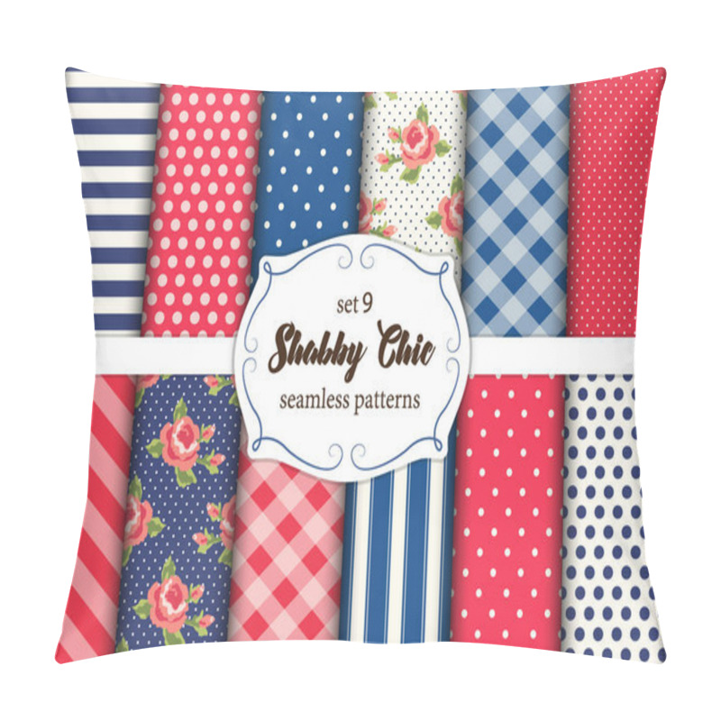 Personality  Set Of 12 Cute Seamless Shabby Chic Patterns With Roses, Polka Dots. Stripes And Plaid Pillow Covers