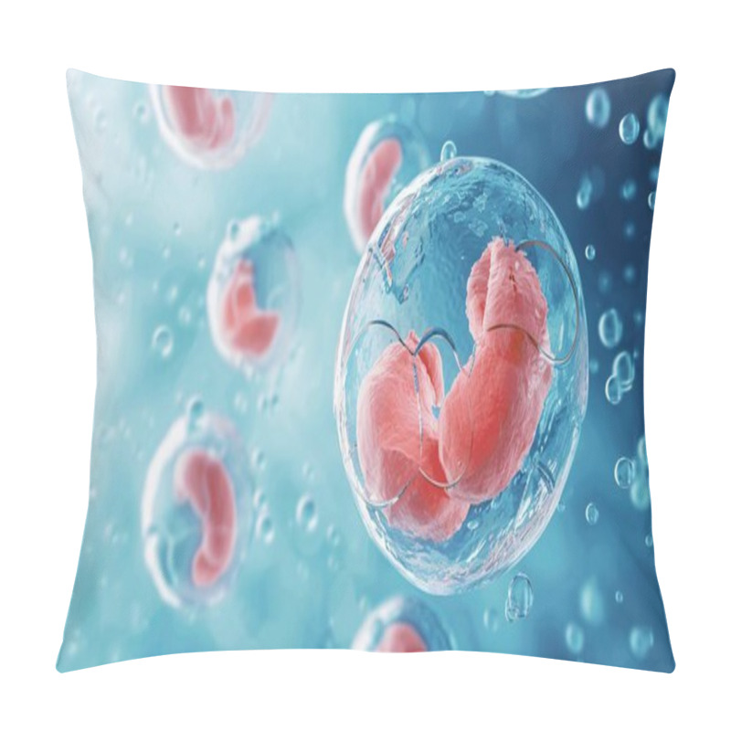 Personality  Stunning Microscopic Illustration Depicting Stem Cells In Division, Showcasing Their Role In Biological Processes. Ideal For Scientific Publications And Educational Materials. Pillow Covers