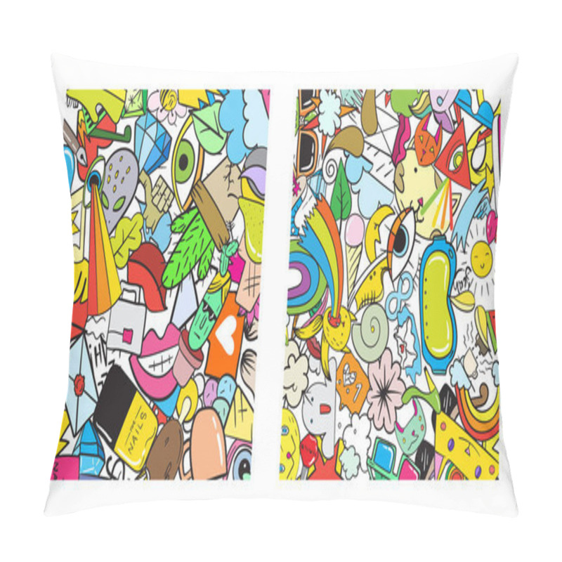 Personality  Set Of Graffiti Pattern With Doodle Icons Pillow Covers