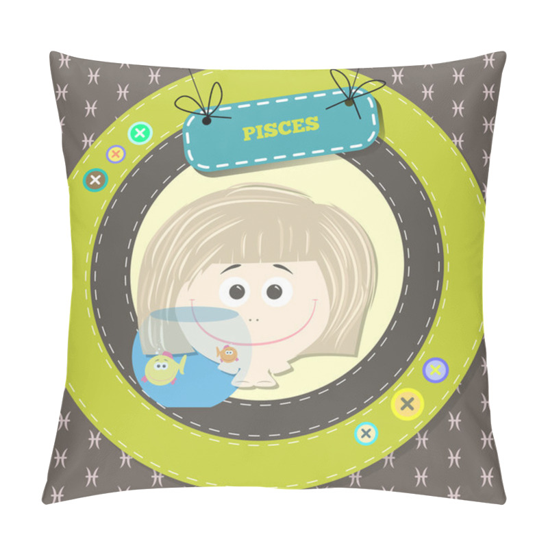 Personality  Zodiac Signs Collection.Cute Horoscope - PISCES. Pillow Covers