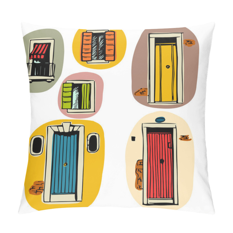 Personality  Sketchy Italian Doors And Windows Pillow Covers