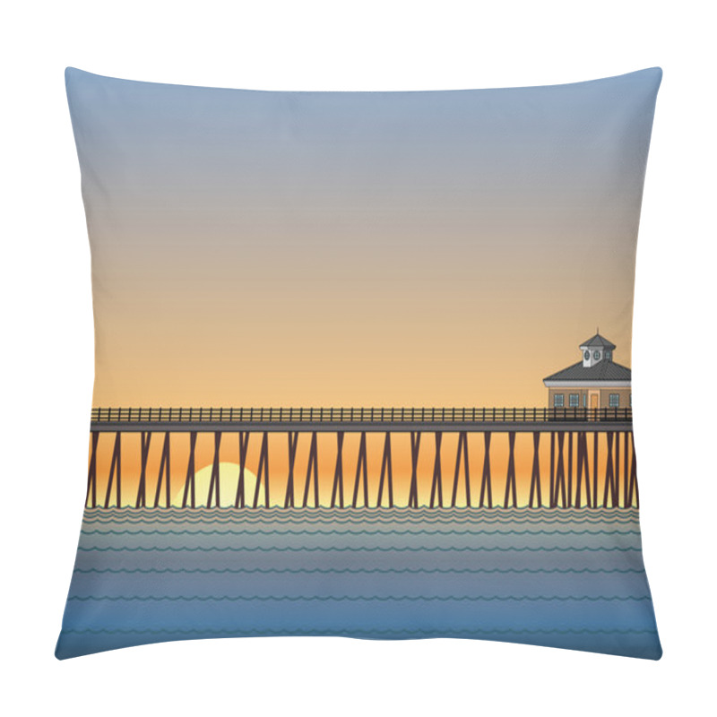 Personality  Pier With Sunset Pillow Covers