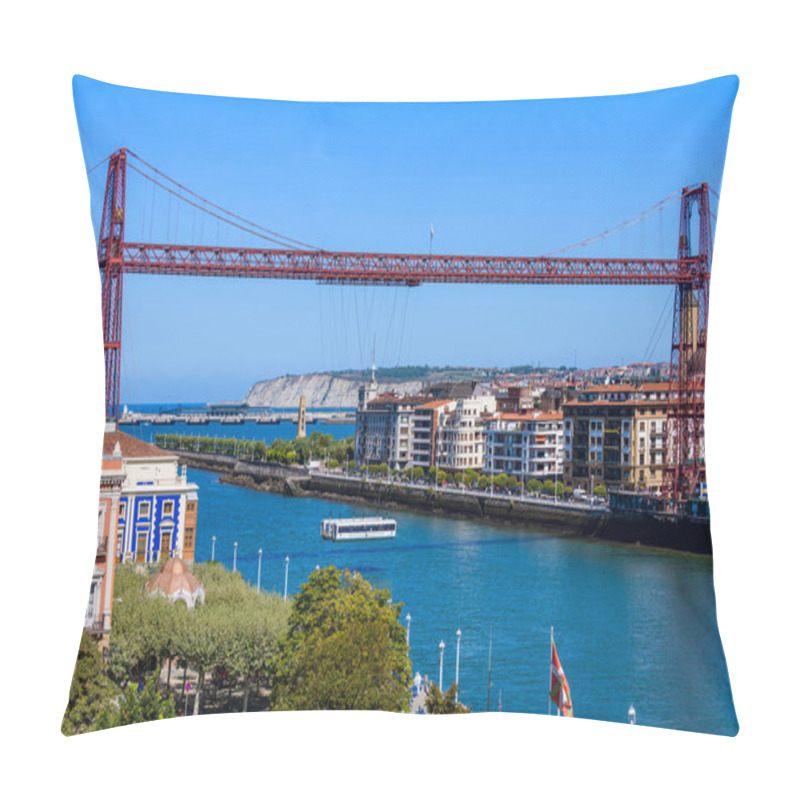 Personality  Biscay Bridge On The River Nervion.The Beautiful City Of Bilbao. Basque Country. Northern Spain Pillow Covers