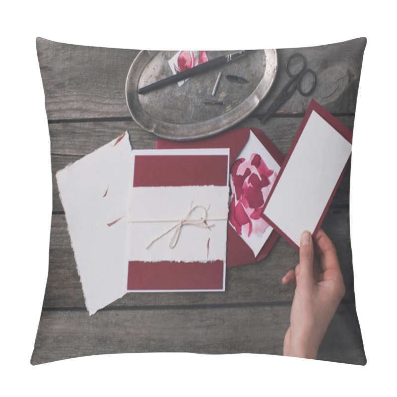 Personality  Woman Preparing Holiday Invitations Pillow Covers