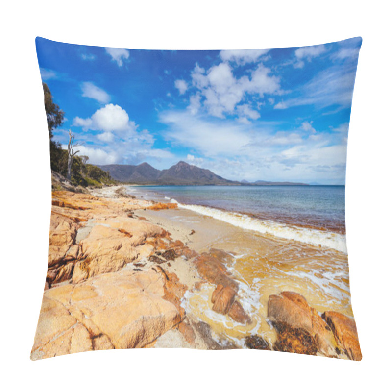 Personality  The Iconic Hazards Beach During A Warm Spring Day On The West Side Of The Freycinet Peninsula In Tasmania, Australia Pillow Covers