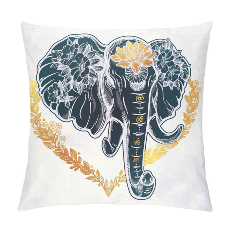 Personality  Decorative Vector Elephant With Flowers Pillow Covers