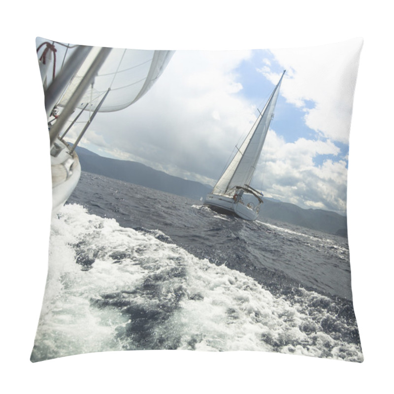 Personality  Yacht Race In Stormy Weather Pillow Covers