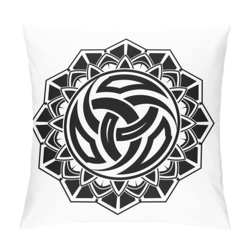 Personality  Vector Image Of A Secret Symbol Of Celts. Sacred Geometry. Crossed Triangles. Ancient Sacral Sign Of Vikings. Black Scandinavian Tattoo. Nordic Style. Triskel. Vector Illustration. Pillow Covers