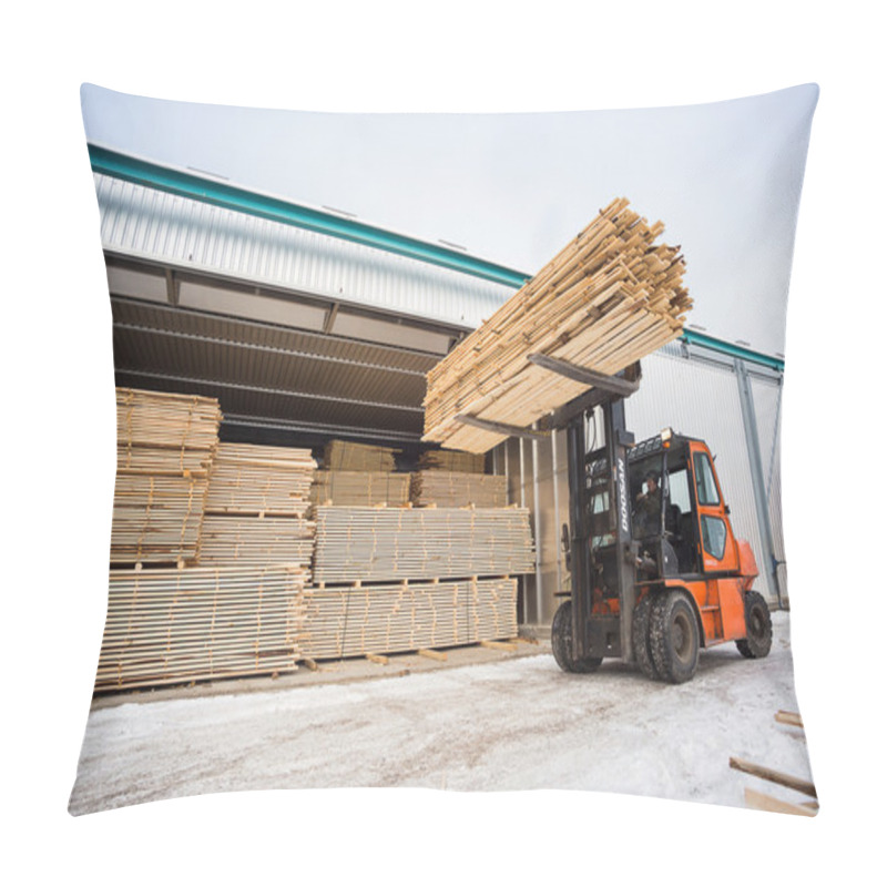 Personality  Folk Lift Truck In Wood Factory Pillow Covers