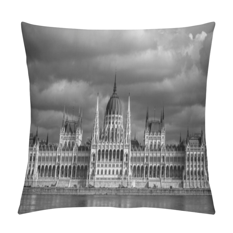 Personality  Cloudy Skies Above The Hungarian Parliament Building, Budapest (Hungary) In February 2013. Pillow Covers