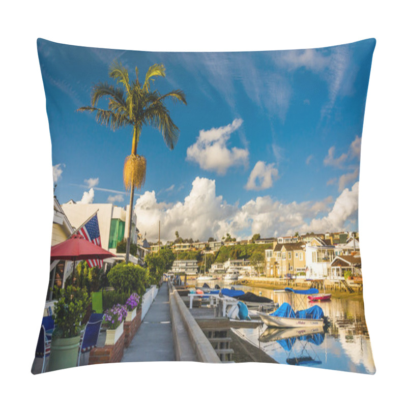 Personality  Houses Along The Grand Canal, On Balboa Island, In Newport Beach Pillow Covers