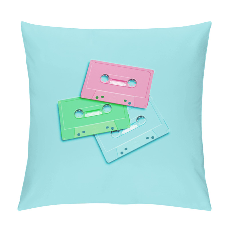 Personality  Pastel Retro Realistic Cassette On Flat Background, Vector Illus Pillow Covers