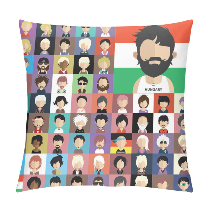 Personality  Set Of People Icons With Faces. Pillow Covers