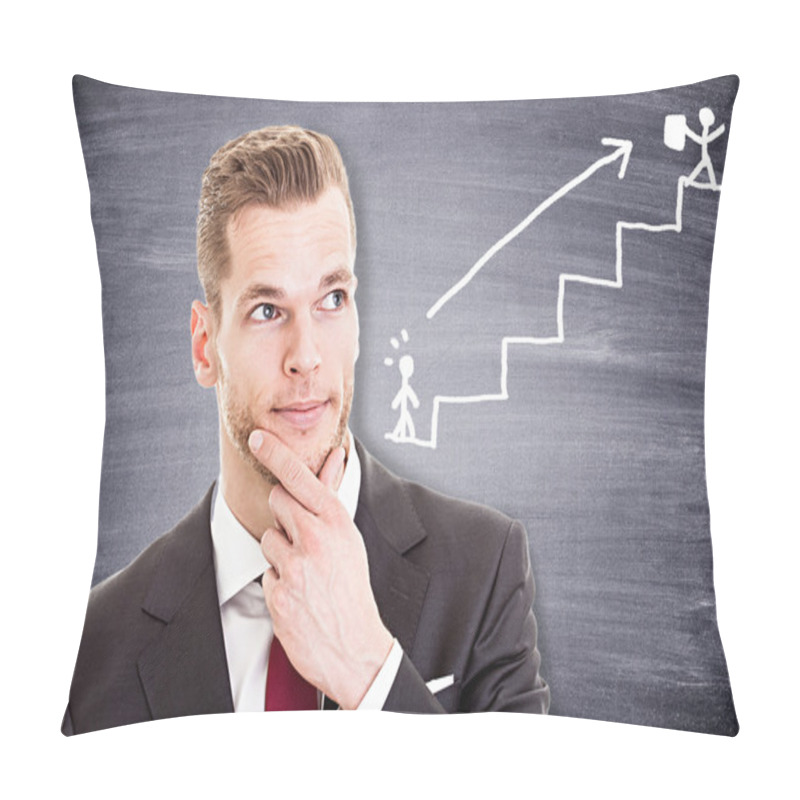 Personality  Young Businessman Thinking About His Caree Pillow Covers