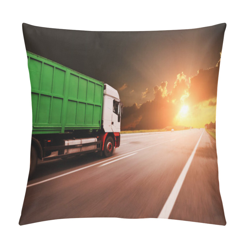 Personality  Truck Driving Fast With The Container  Pillow Covers